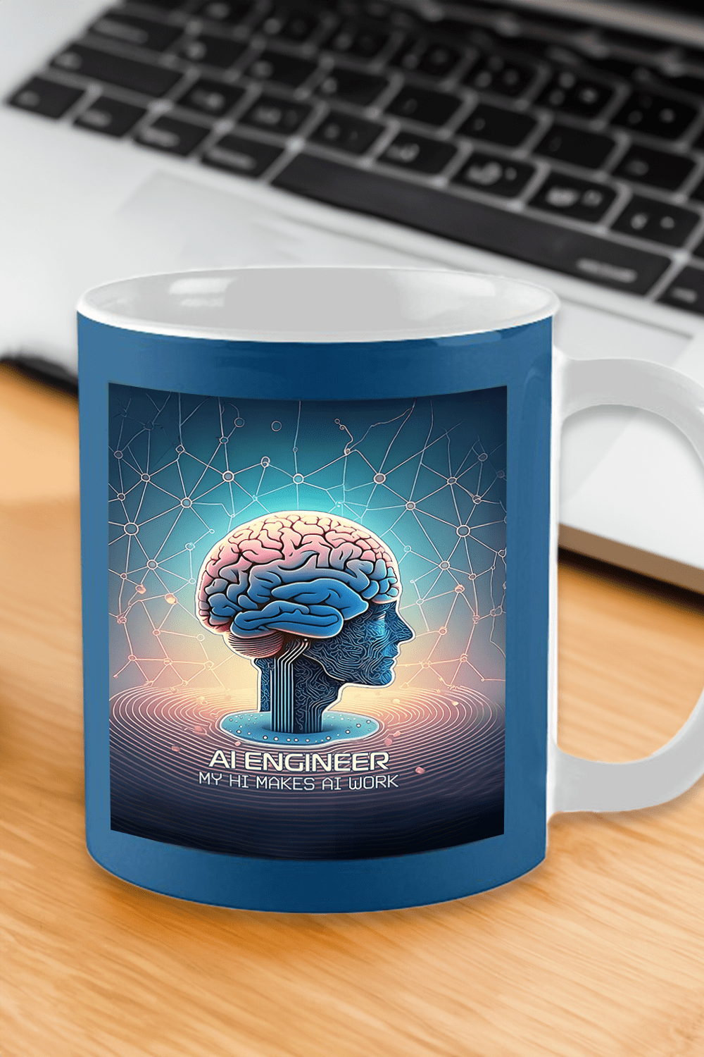 Mug. “AI Engineer. My HI makes AI work.” Let everyone know your HI (human intelligence) is the creative force behind your AI (artificial intelligence) role.