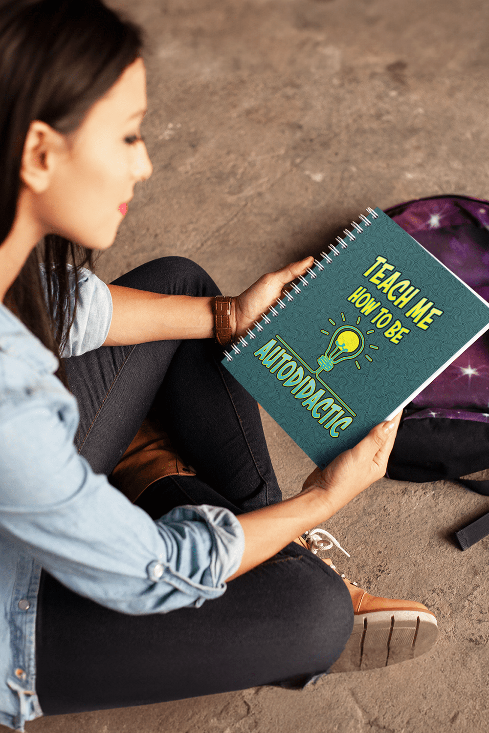 Spiral Notebook. “Teach Me How to be Autodidactic.” Upleveling your skills? A bit of humor for lifelong learners, upskillers, and online students. Be a proud do-it-yourselfer. Get inspired, dig in, and keep learning.