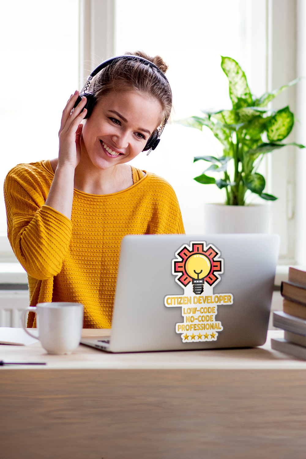 Sticker. “Citizen Developer. Low-Code, No-Code Professional.” Are you at the forefront of the low-code, no-code revolution? Let everyone know you are a “five-star low/no-coder pro.”
