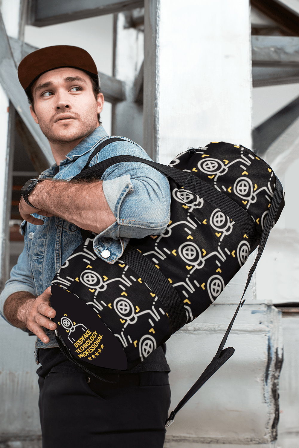 Duffle Bag. “Deepfake Technology Professional.” Maybe you are…maybe you are not. Are you faking? Keep everyone guessing and show your quirky sense of humor.