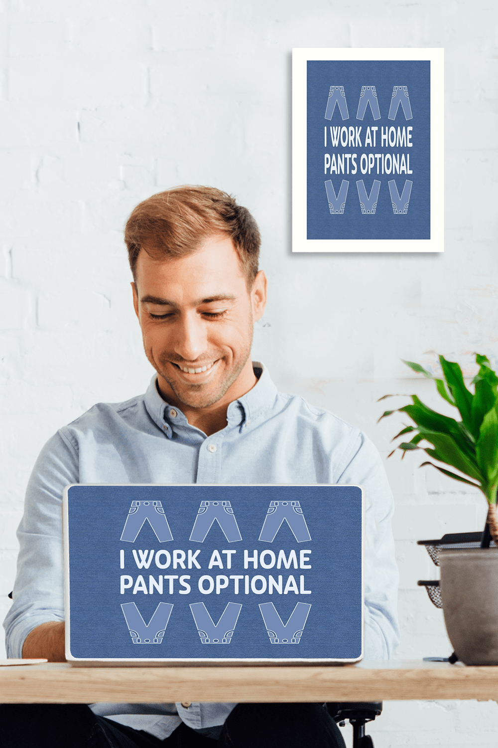 Laptop Skin. “I work at home. Pants optional.” Do you work in your jammies, yoga pants, stinky jeans…or are pants optional? Let everyone know you have the ultra quirky perk exclusive to remote workers.