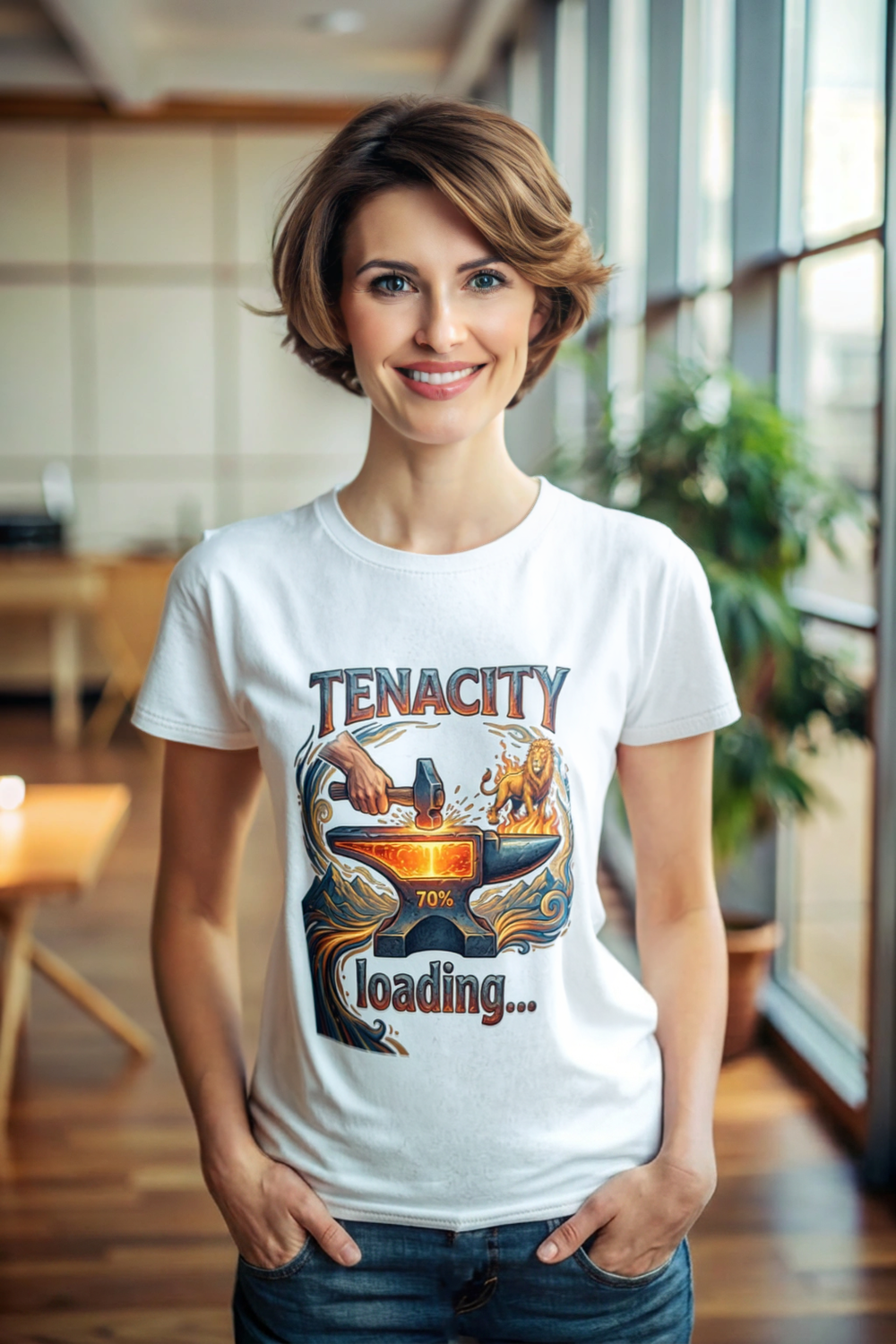 T-shirt. “Tenacity loading…” Start your day with the determination to persevere. Let everyone know you have the strength and will to succeed. Inspire people to carry on even when life is difficult.