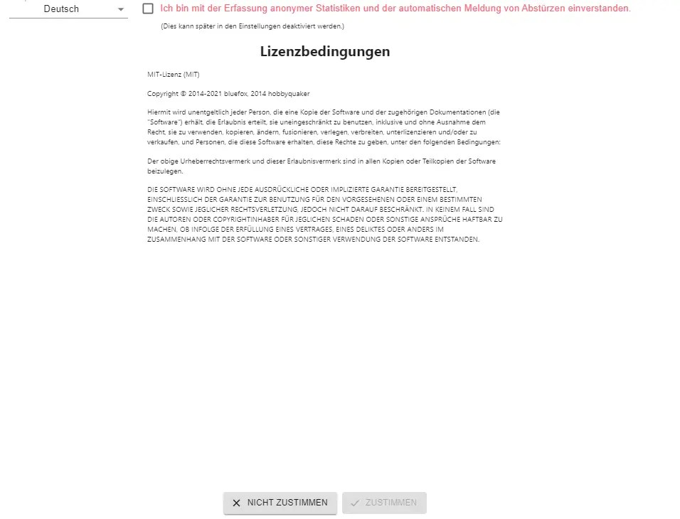 Licensbedingungen eingeben