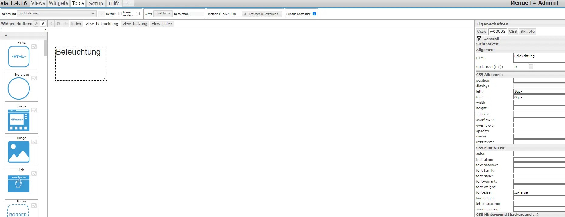 ioBroker views erstellen
