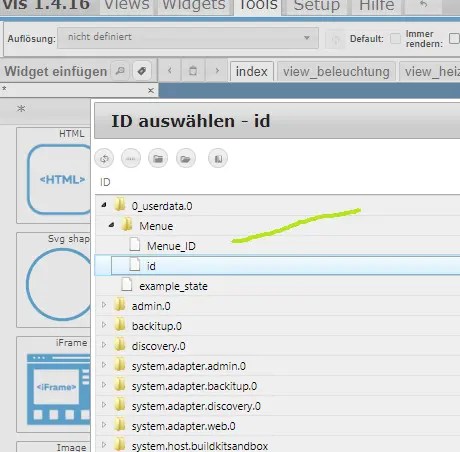 ioBroker view Einstellungen