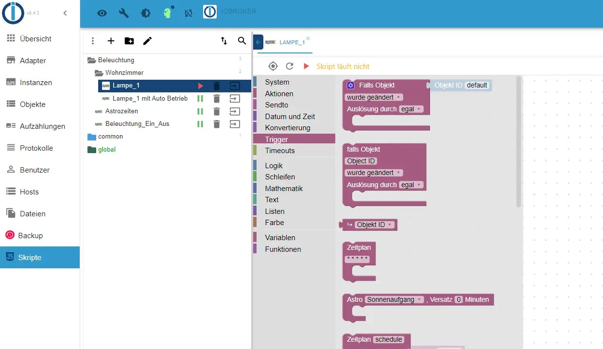ioBroker Blockly Skripte, 8 Neue Objektvariablen anlegen,VIS