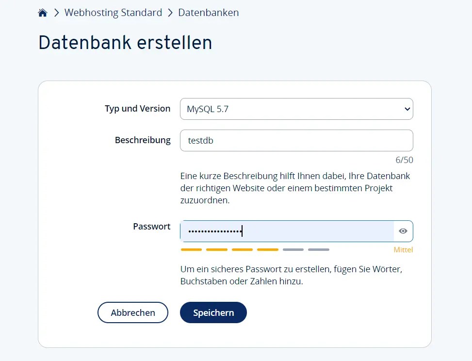 Datenbank erstellen