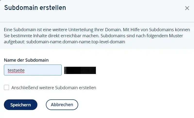 Subdomain erstellen