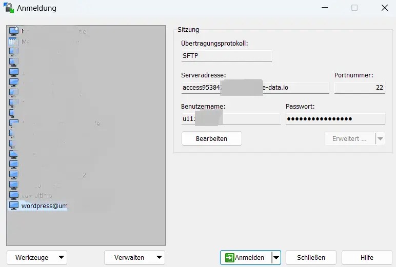 WinSCP zugang