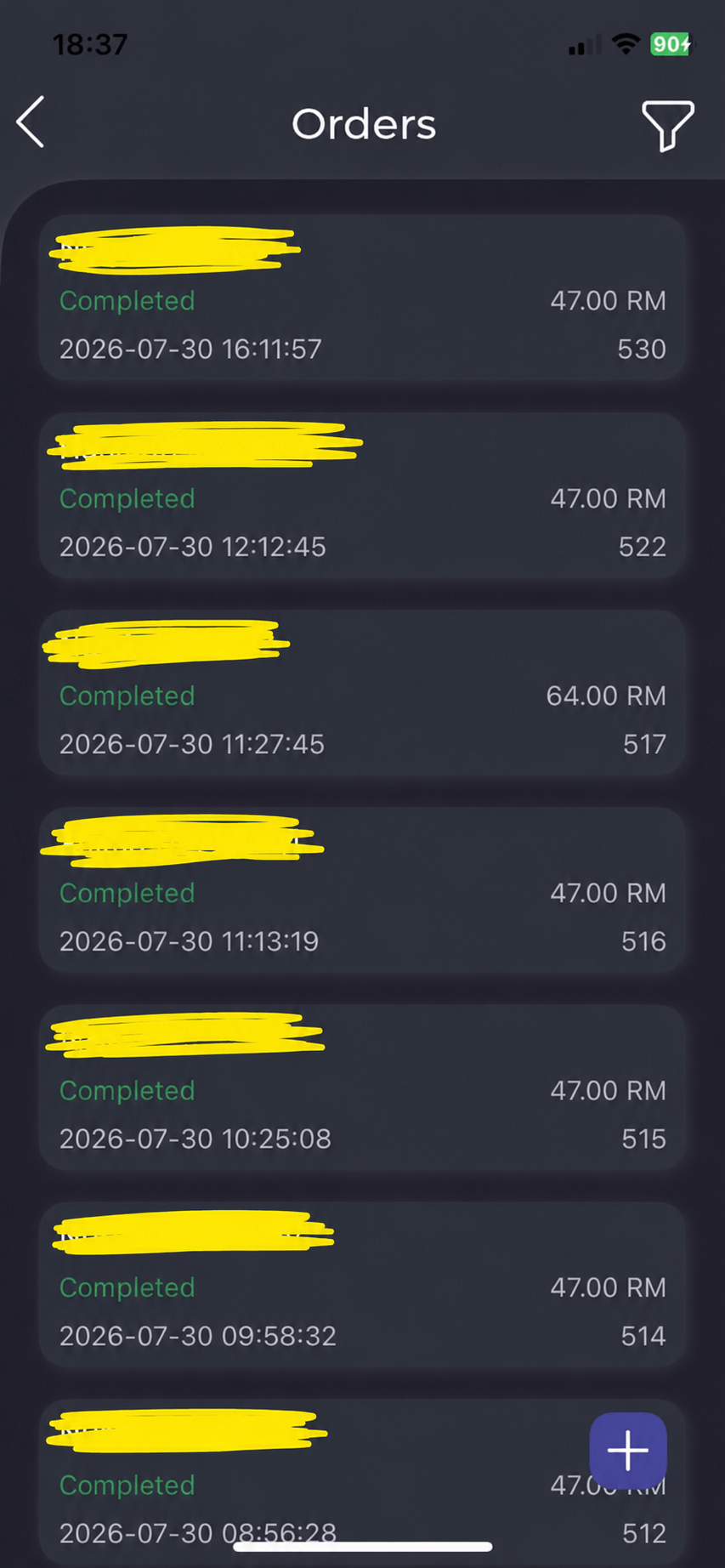 Order pelanggan yang masuk melalui WooCommerce