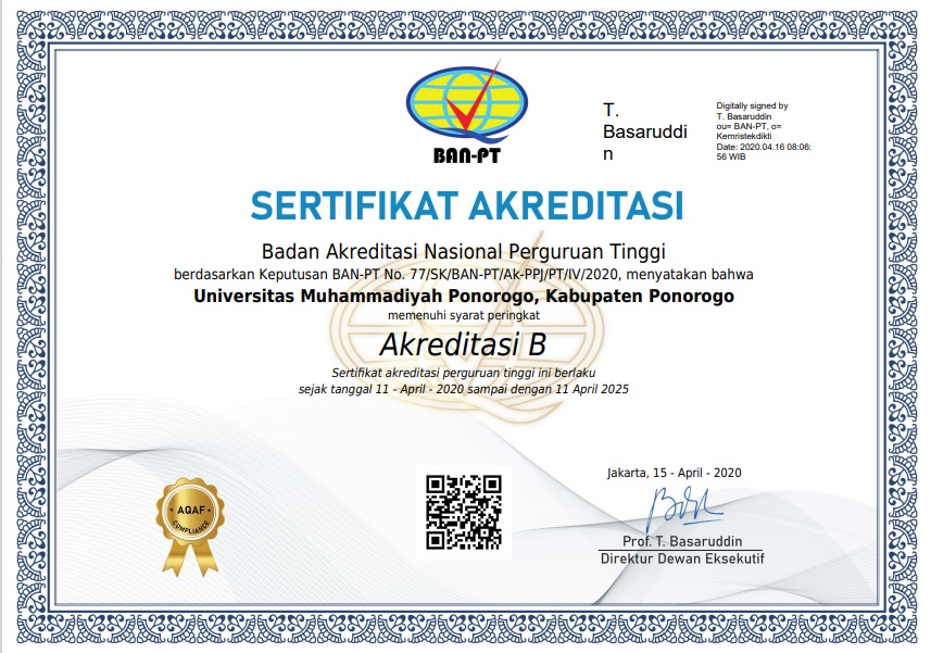 Universitas muhammadiyah ponorogo (unmuh ponorogo). Sertifikat Akreditasi Prodi Di Lingkungan Umpo