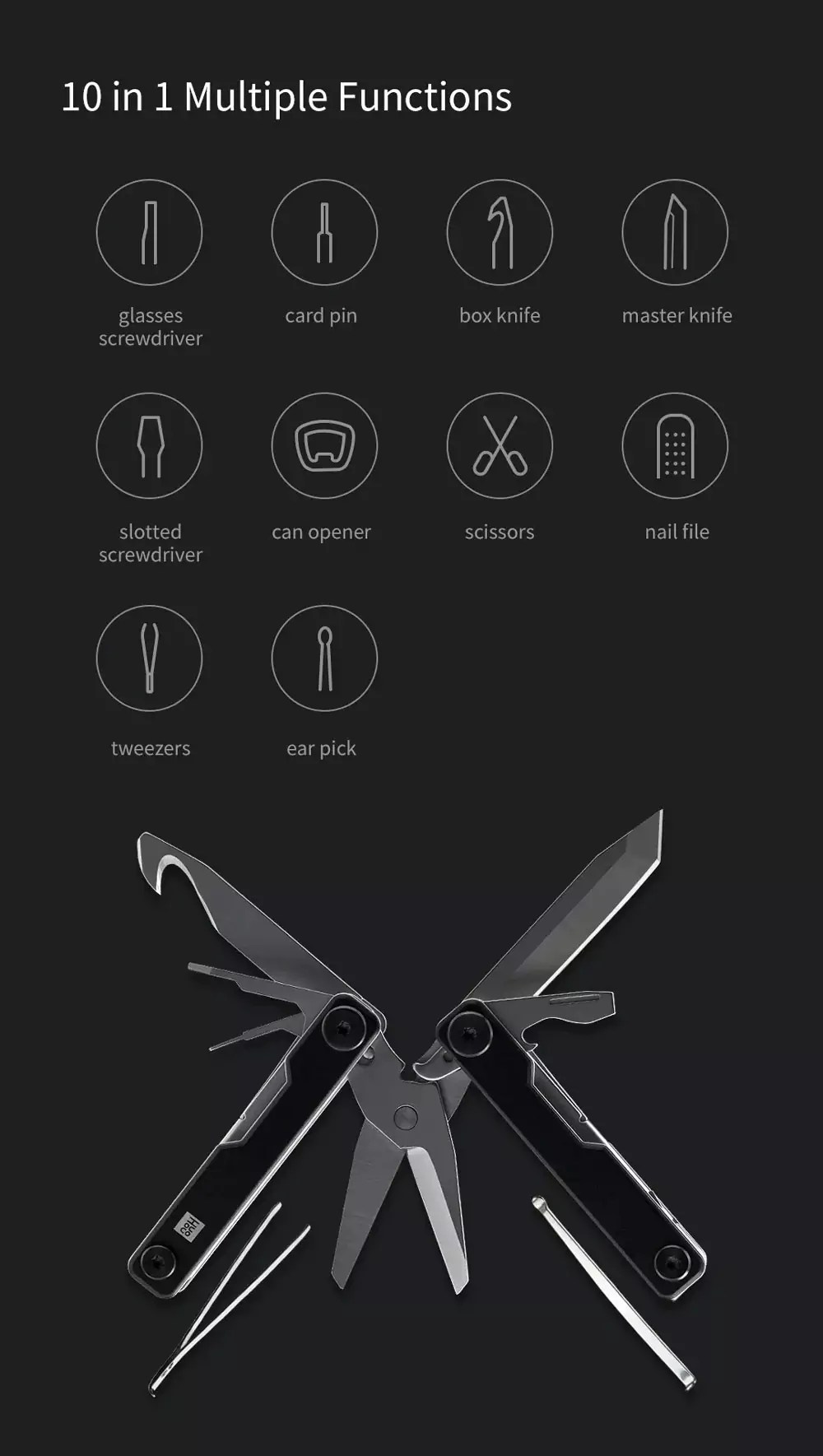Xiaomi HUOHOU 10 in 1 Folding Multi-function Knife Blade Screwdriver Tools