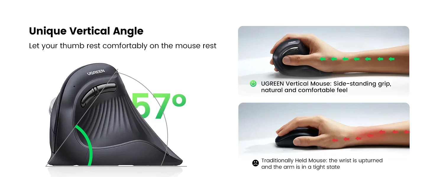Ugreen MU008 Multi-mode Vertical Wireless Mouse