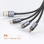 Mcdodo CA-715 3 in 1 6A Transparent Fast Charging Cable with Charging Light
