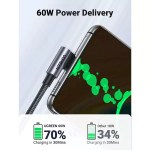 UGREEN US255 USB-C to USB-C Right Angled 60W Charging Cable 0.5M (50122)