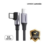 UGREEN US255 USB-C to USB-C Right Angled 60W Charging Cable 0.5M (50122)