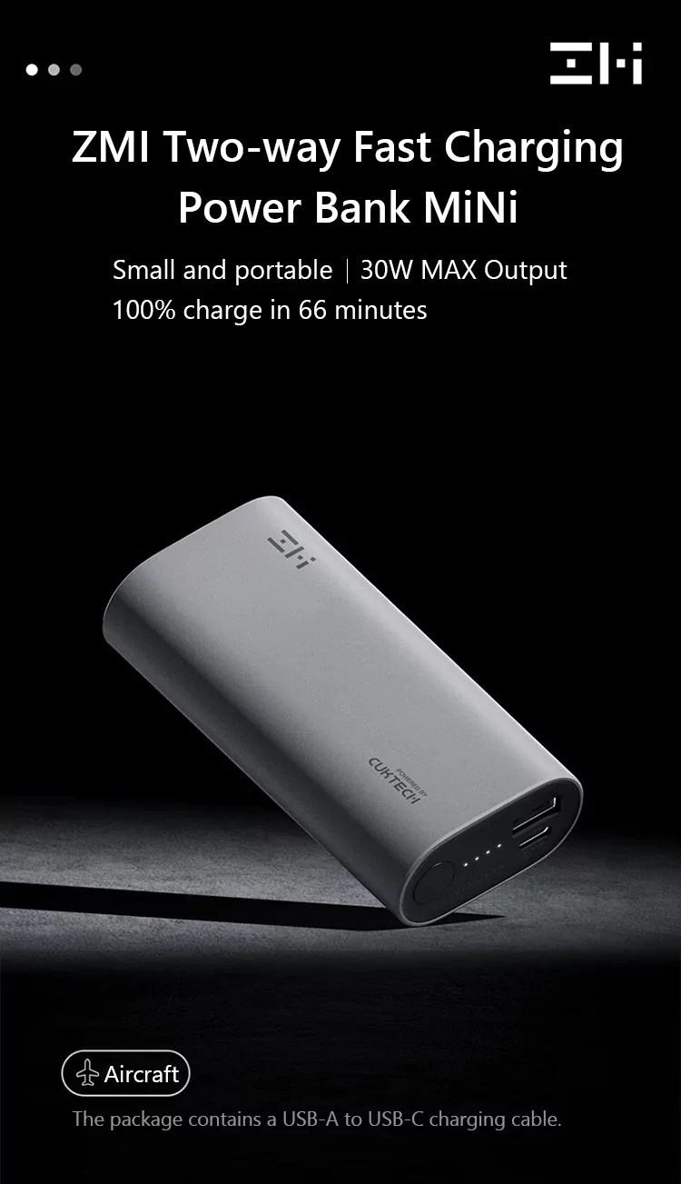 Cuktech ZMI QB818 10000mAh Mini Fast Charging Powerbank