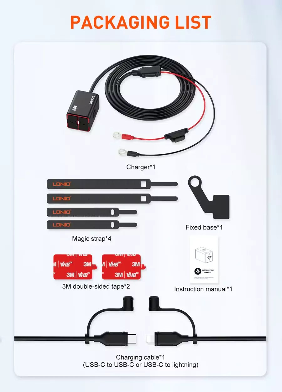 LDNIO C108 60W Fast Charging Motorcycle Charger