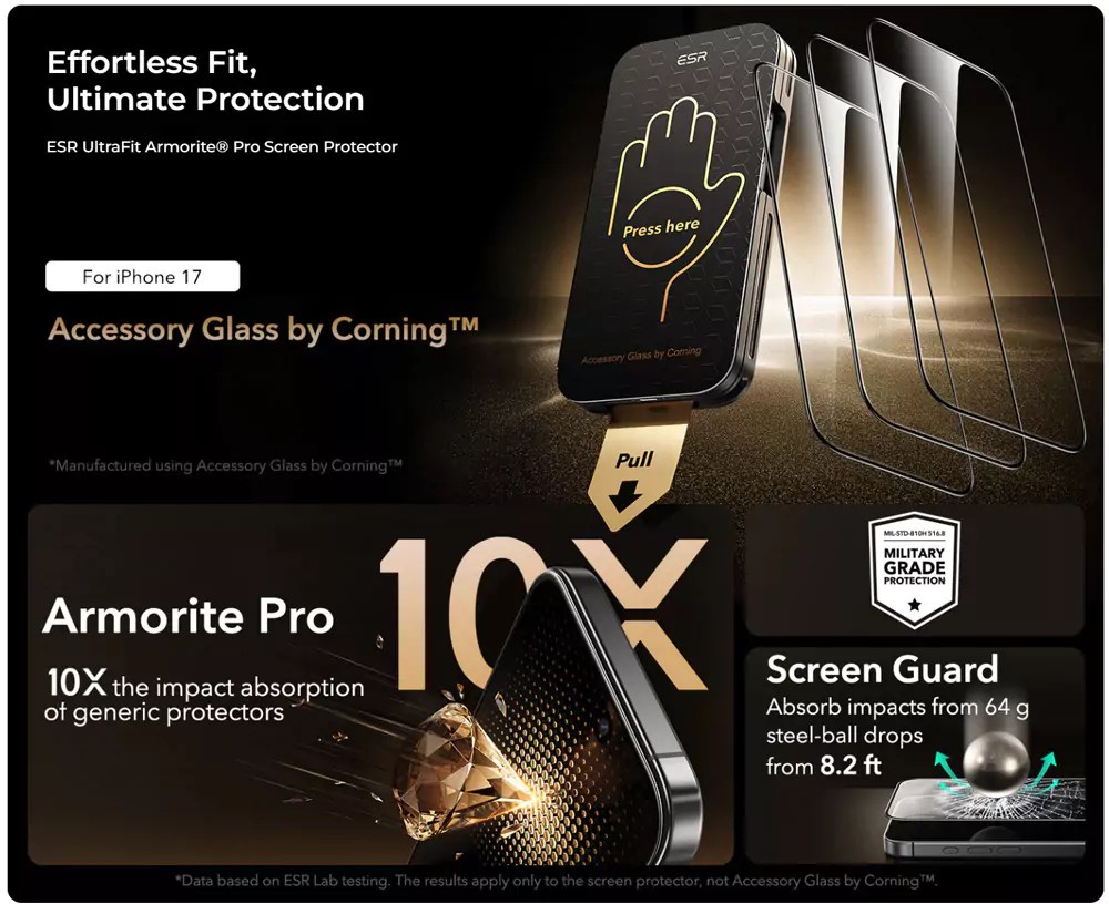 ESR UltraFit Armorite Pro iPhone 17 Screen Protector (2) ESR UltraFit Armorite Pro iPhone 17 Screen Protector
