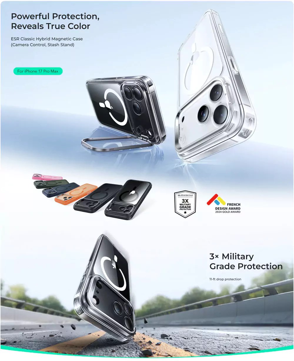 ESR iPhone 17 Pro / iPhone 17 Pro Max Classic Hybrid Magnetic Case