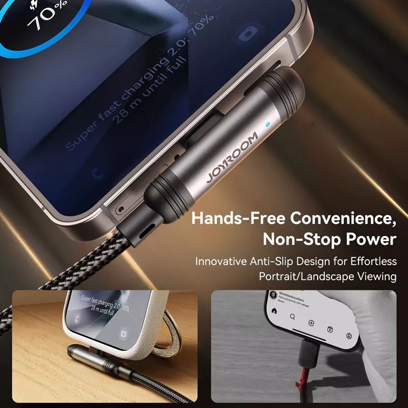 JOYROOM S-A56 EnjoyX Series 60W Type-C to Type-C 90 Degree Fast Charging Data Cable 1.2M