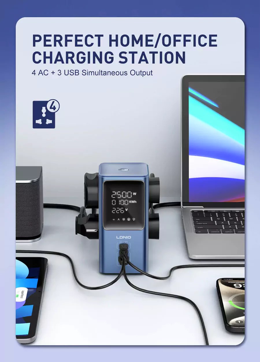 LDNIO SC2 45W Universal Desktop Power Strip with LED Display