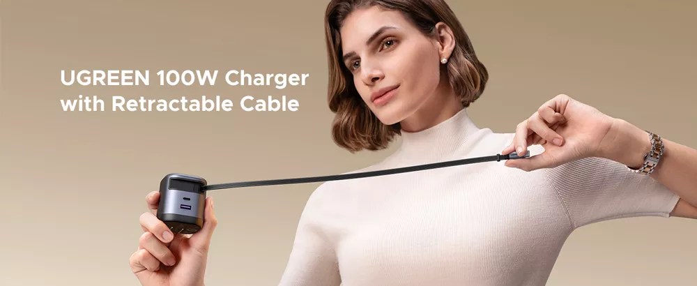 UGREEN Nexode 100W Charger with Retractable USB-C Cable