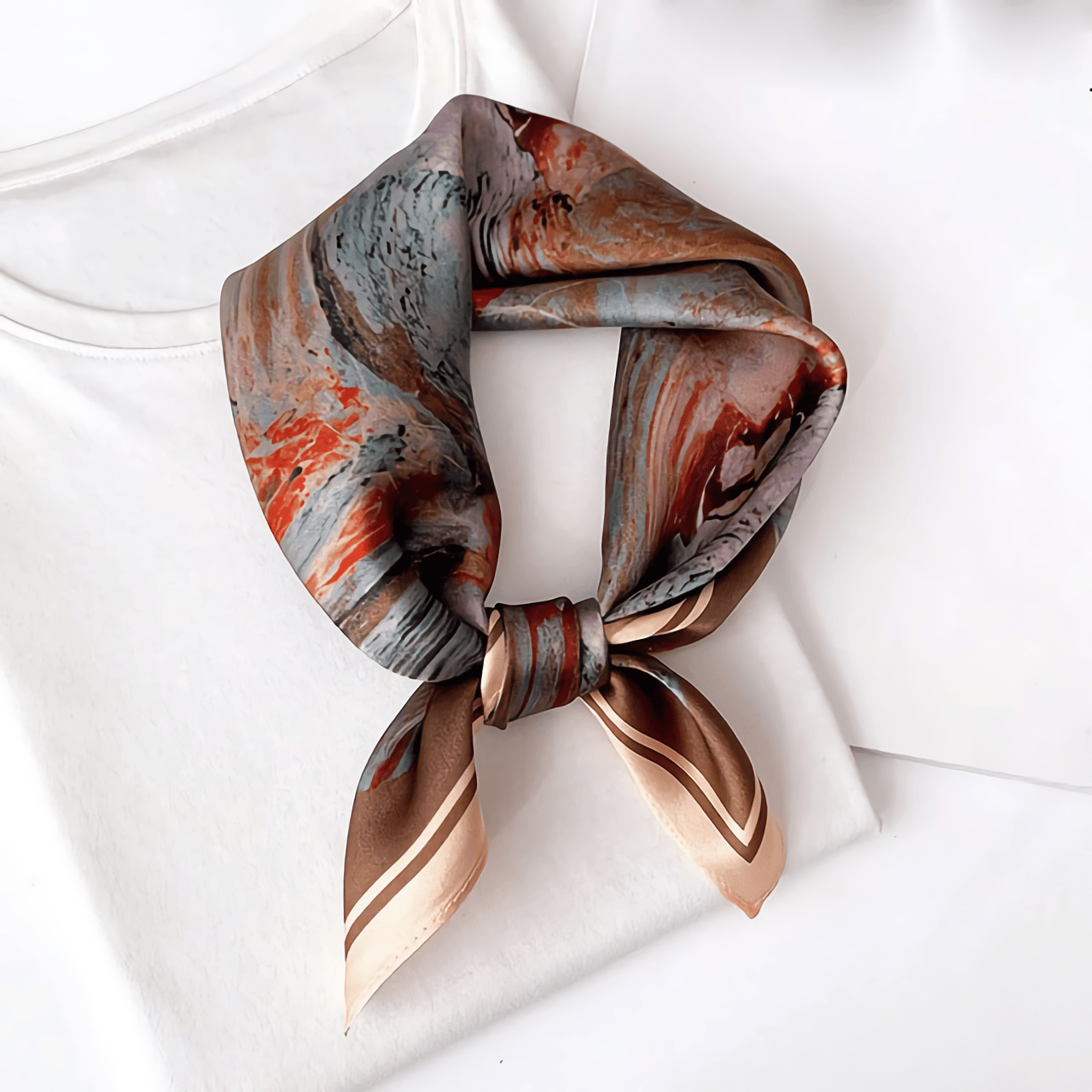 2022 Yeni Moda Dut İpek ve Paşmina (Mulberry & Pashmina) "Mosaic" Desenli Kadın Bandana