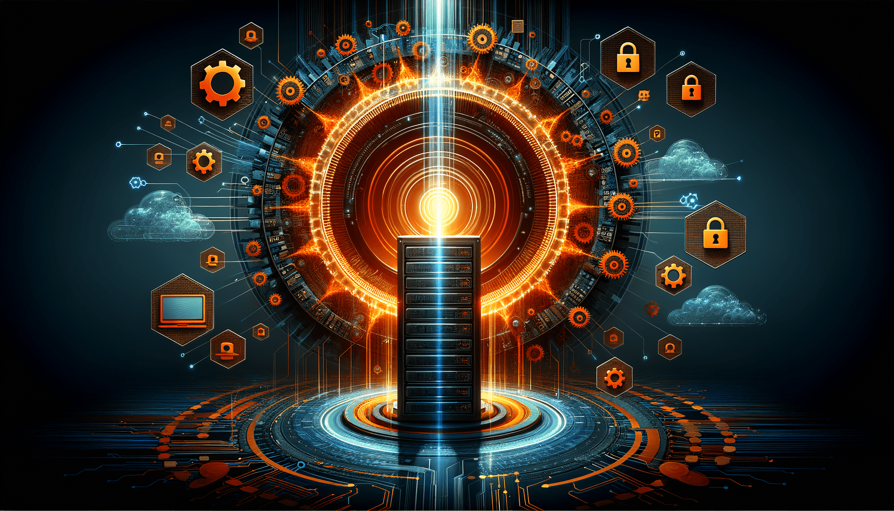 Concepto visual de ransomware en Linux: fondo digital oscuro, logo de Linux encadenado y advertencia de cifrado