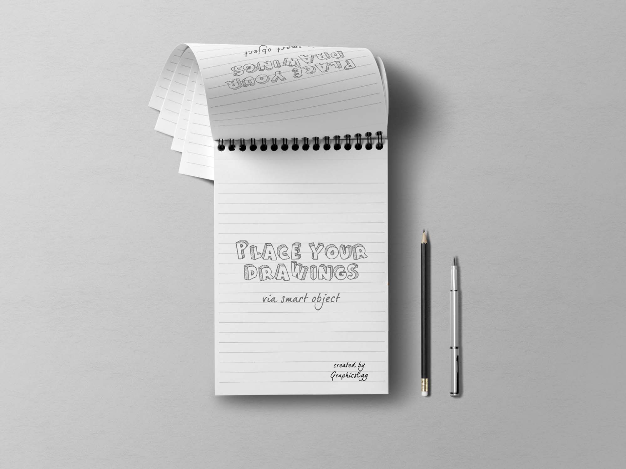 Photo Free notebook mockup psd template. Free Overhead Notebook Mockup Psd