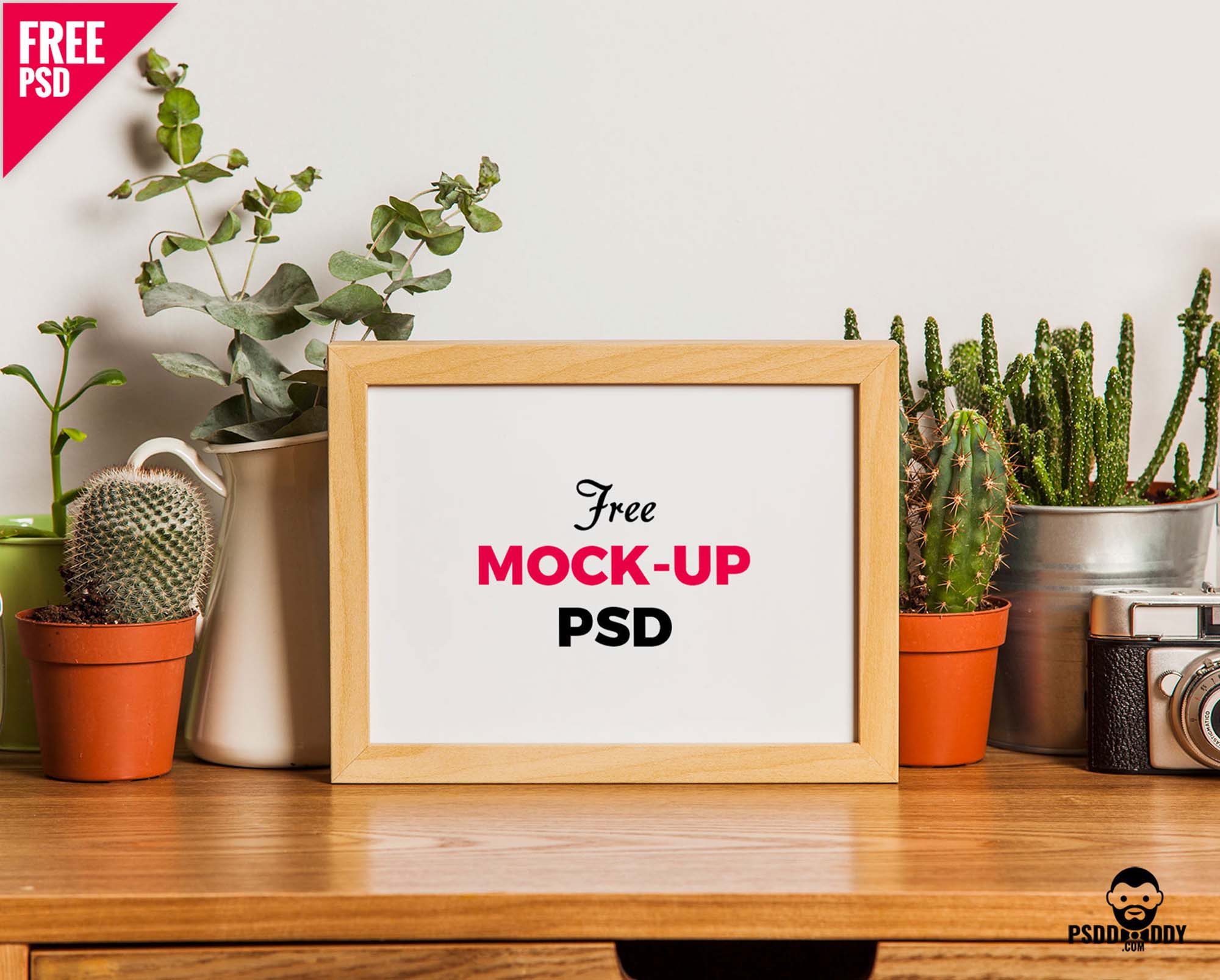 Free Table Photo Frame Mockup (PSD)