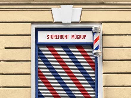Store front wall mockup for displaying your branding designs and advertisements for cafes, bars, studios, record stores, etc. Free Storefront Mockup Psd