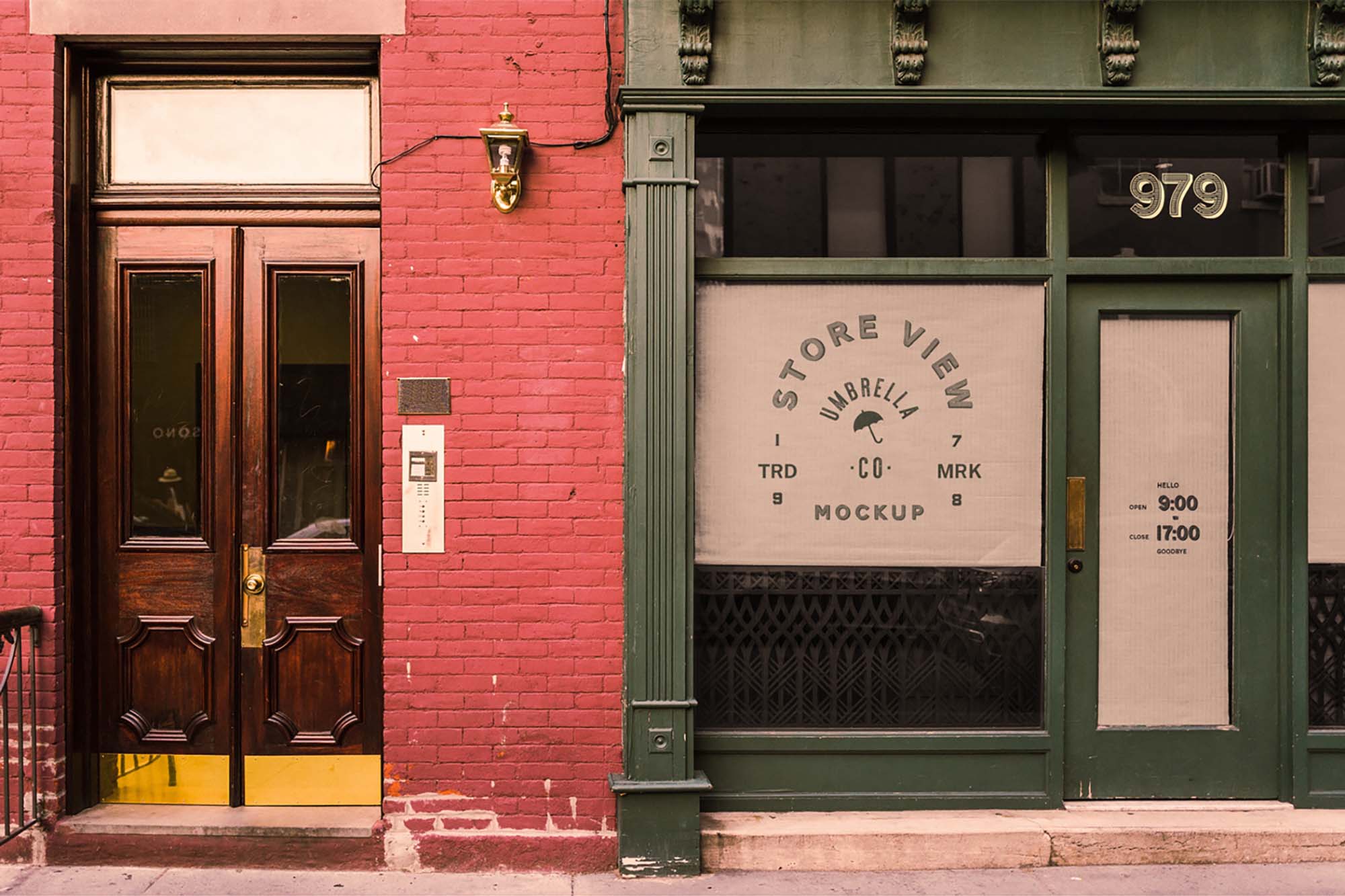 The template comes with smart objects and is a great choice for restaurant, bar, or shop logo presentation. Free Store View Mockup Psd