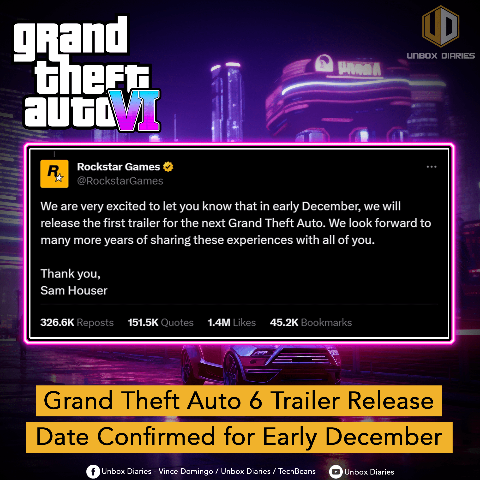 Grand Theft Auto 6 Trailer Release Date Confirmed For Early December Gta 6