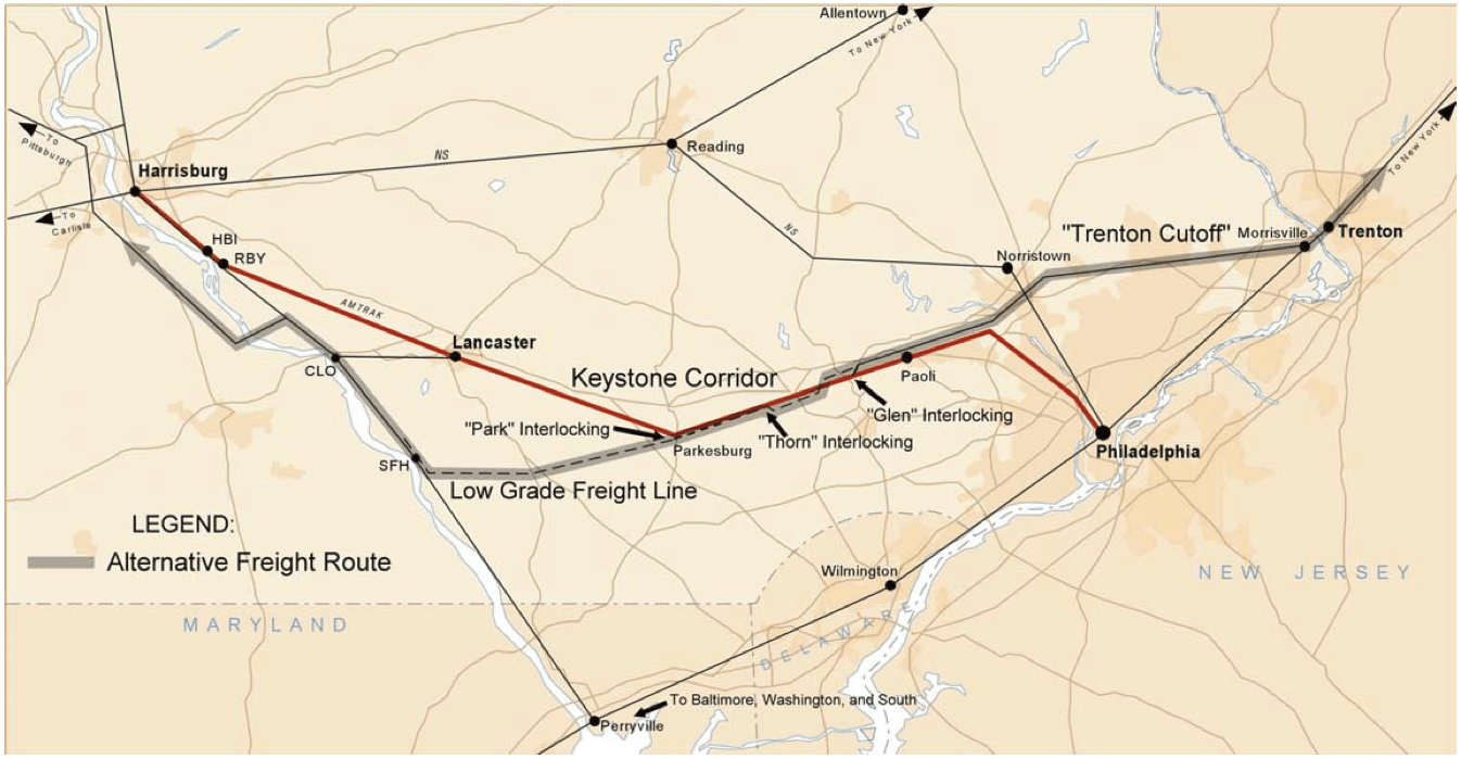 Map of the A&S Low-Grade Freight Line highlighted in gray.