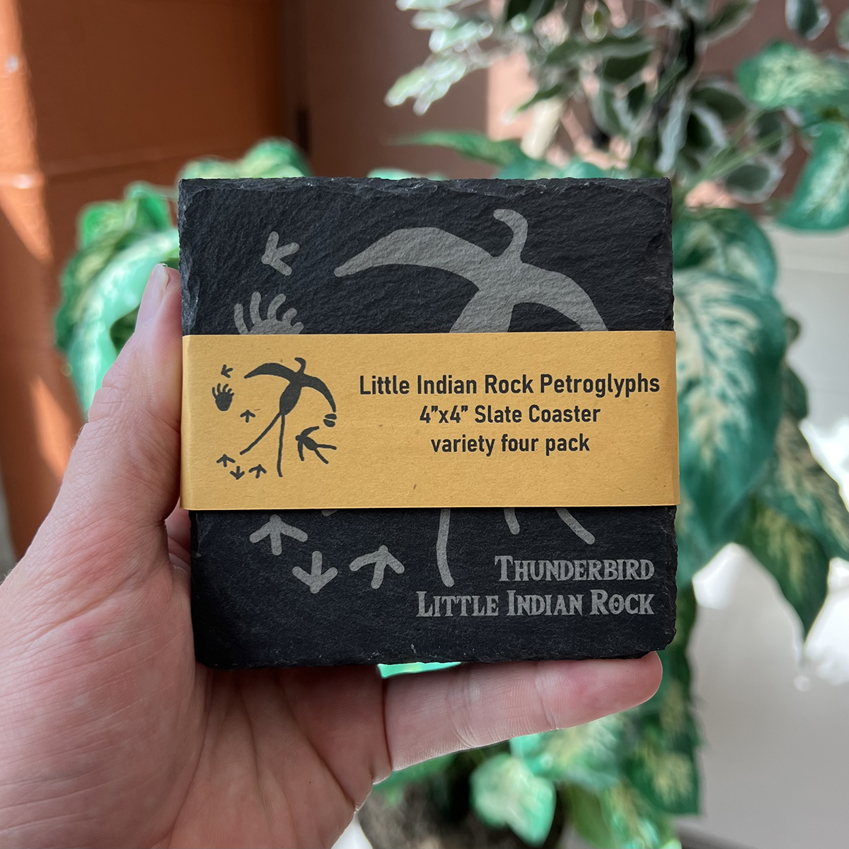 Little Indian Rock Petroglyphs 4″x4″ Slate Coasters (variety four