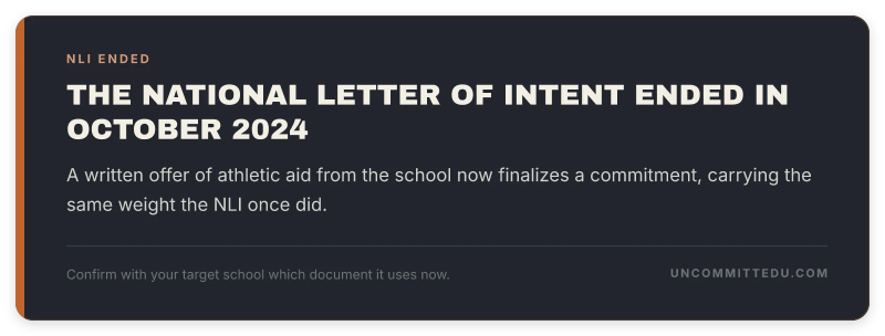 Tip card explaining that the National Letter of Intent ended in October 2024 and what replaced it