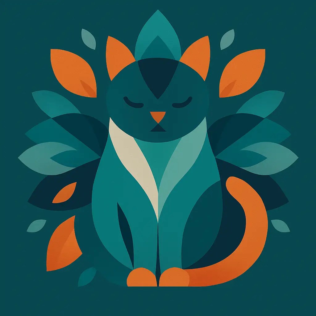 Abstract minimalist cat mandala art.