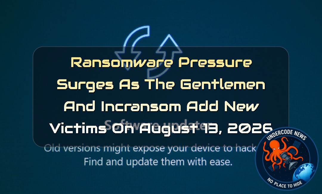 Ransomware Pressure Surges as TheGentlemen and Incransom Add New Victims on August 13, 2026 + Video