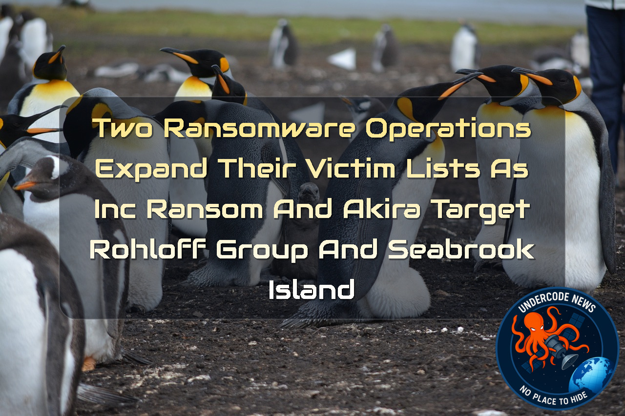 Two Ransomware Operations Expand Their Victim Lists as Inc Ransom and Akira Target Rohloff Group and Seabrook Island + Video