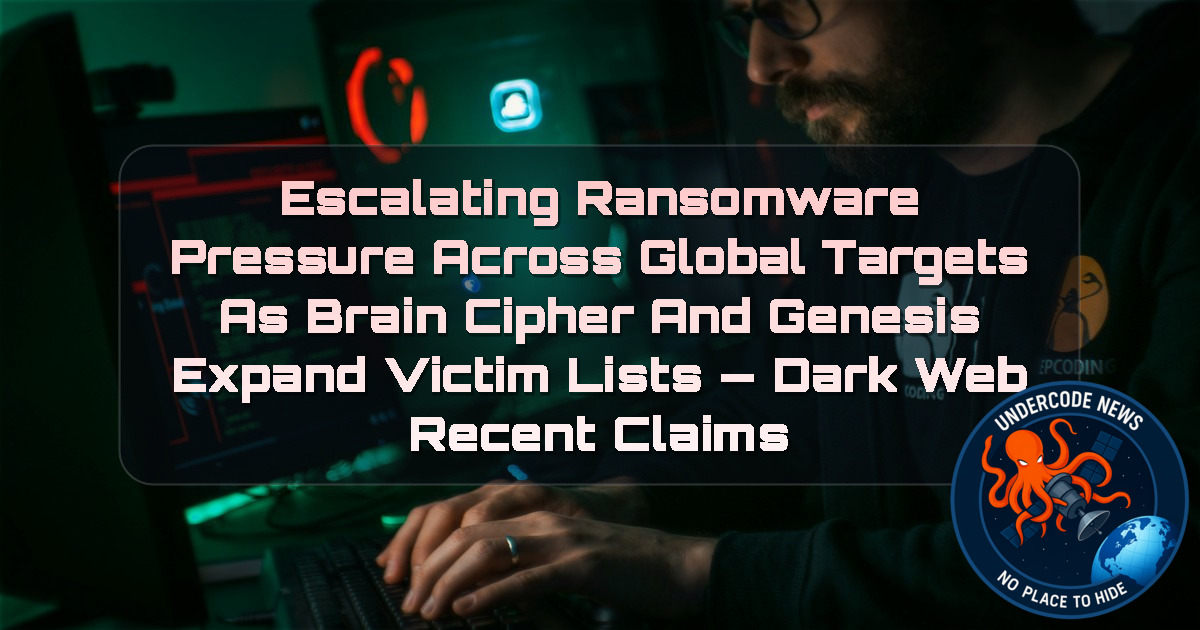 Escalating Ransomware Pressure Across Global Targets as BrainCipher and Genesis Expand Victim Lists — Dark Web recent claims + Video