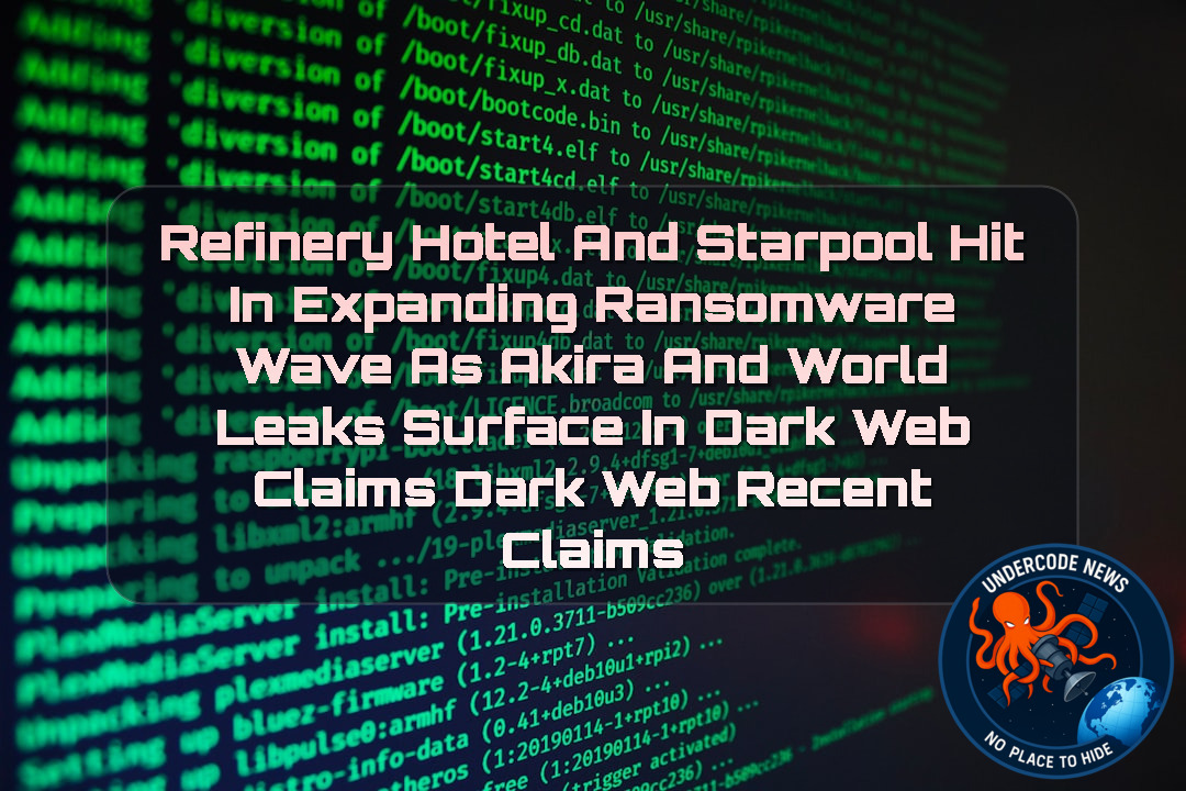 Refinery Hotel and Starpool Hit in Expanding Ransomware Wave as Akira and WorldLeaks Surface in Dark Web Claims Dark Web recent claims + Video