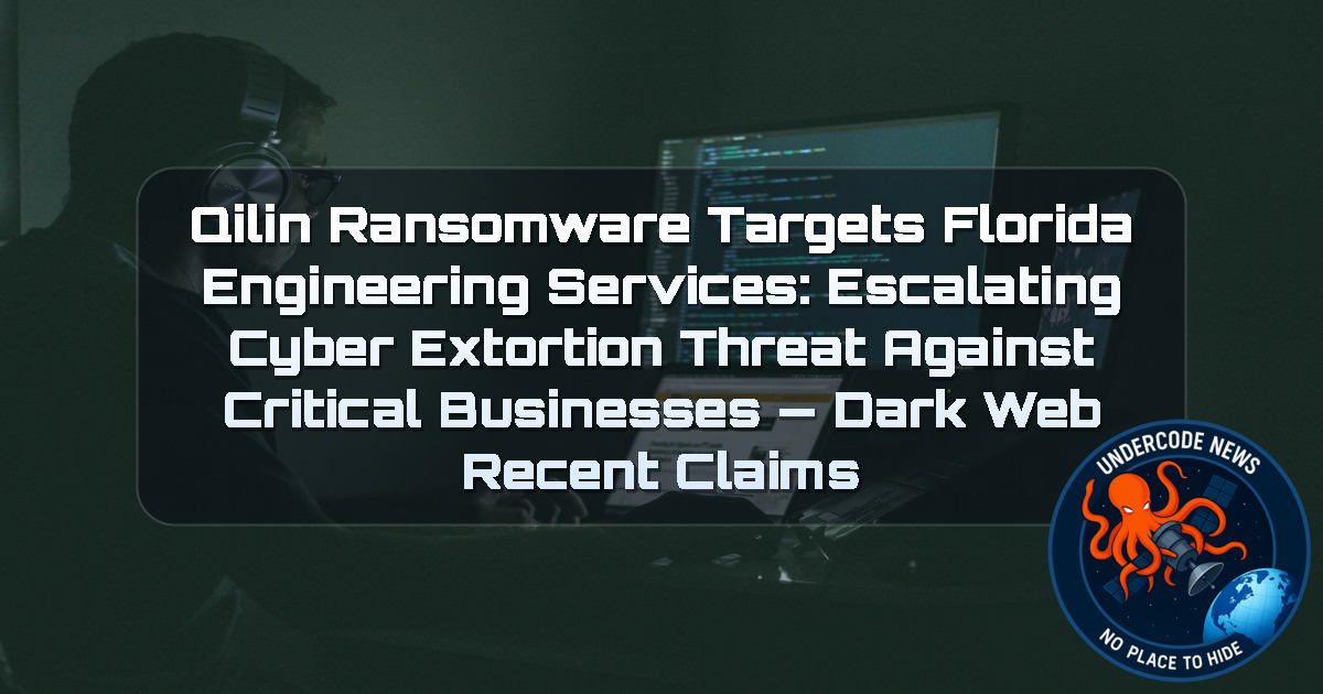 Qilin Ransomware Targets Florida Engineering Services: Escalating Cyber Extortion Threat Against Critical Businesses — Dark Web Recent Claims + Video