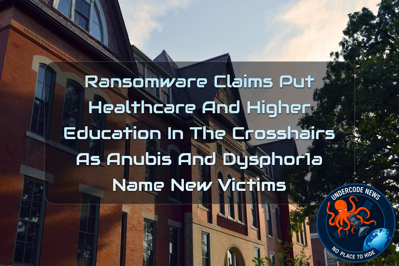 Ransomware Claims Put Healthcare and Higher Education in the Crosshairs as Anubis and DYSPHOR1A Name New Victims + Video