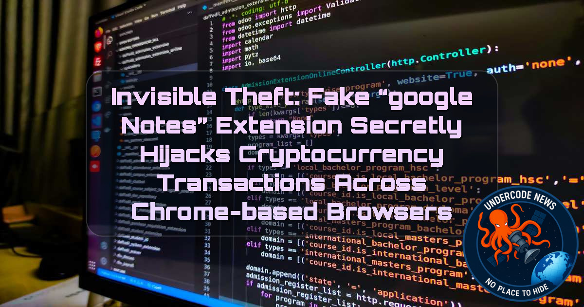 Invisible Theft: Fake “Google Notes” Extension Secretly Hijacks Cryptocurrency Transactions Across Chrome-Based Browsers