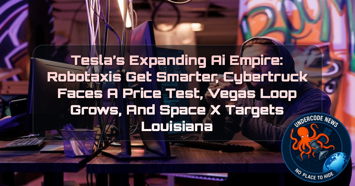 Tesla’s Expanding AI Empire: Robotaxis Get Smarter, Cybertruck Faces a Price Test, Vegas Loop Grows, and SpaceX Targets Louisiana + Video