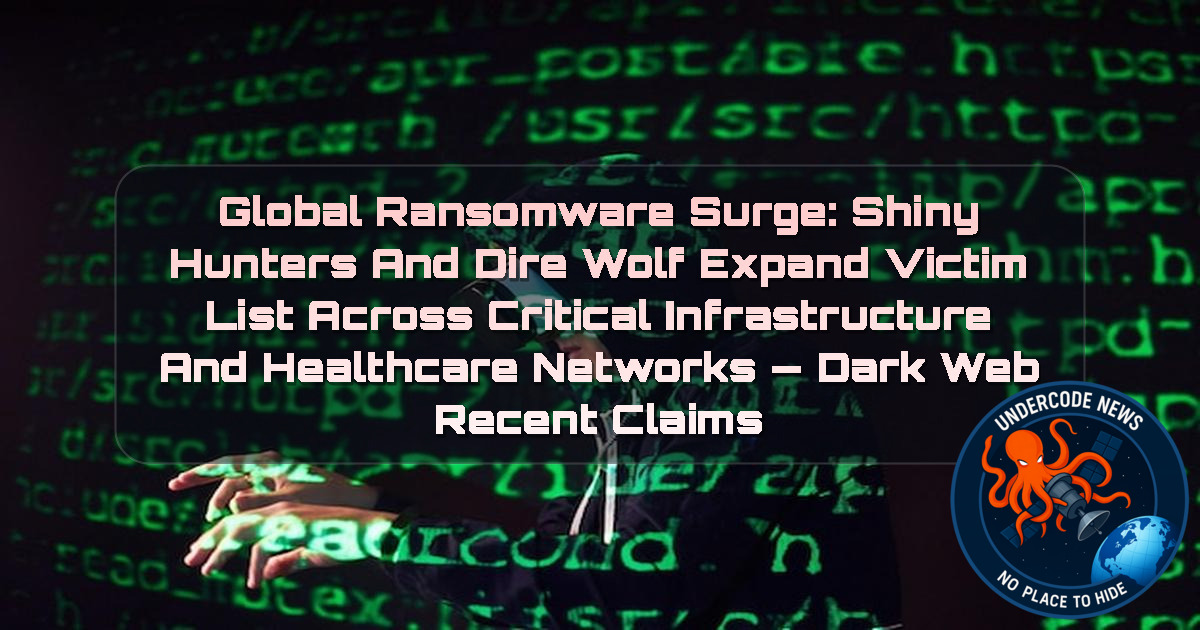Global Ransomware Surge: ShinyHunters and Dire Wolf Expand Victim List Across Critical Infrastructure and Healthcare Networks — Dark Web recent claims + Video
