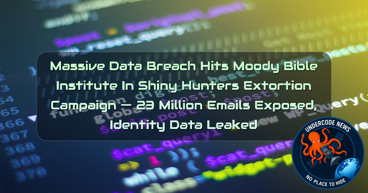 Massive Data Breach Hits Moody Bible Institute in ShinyHunters Extortion Campaign — 23 Million Emails Exposed, Identity Data Leaked + Video