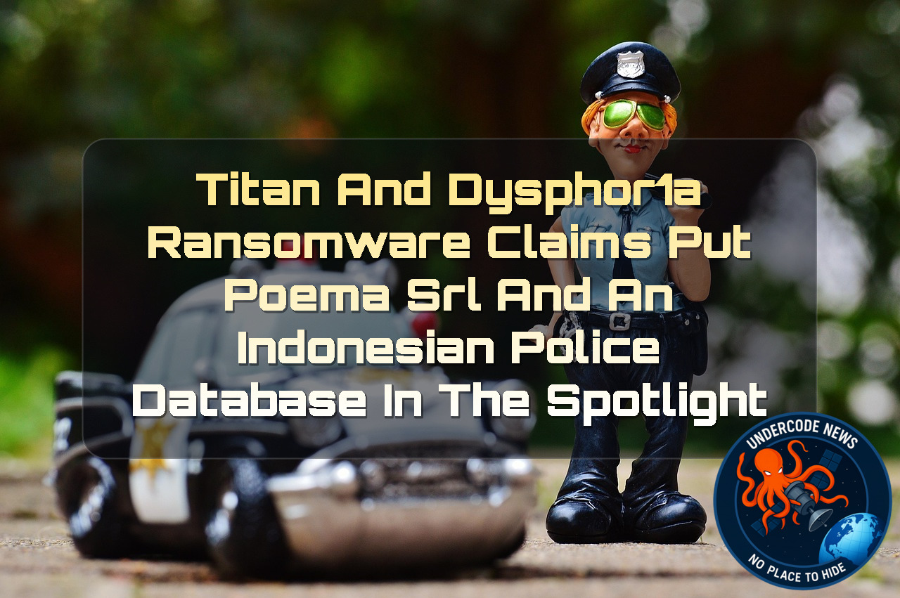 Titan and DYSPHOR1A Ransomware Claims Put POEMA Srl and an Indonesian Police Database in the Spotlight + Video