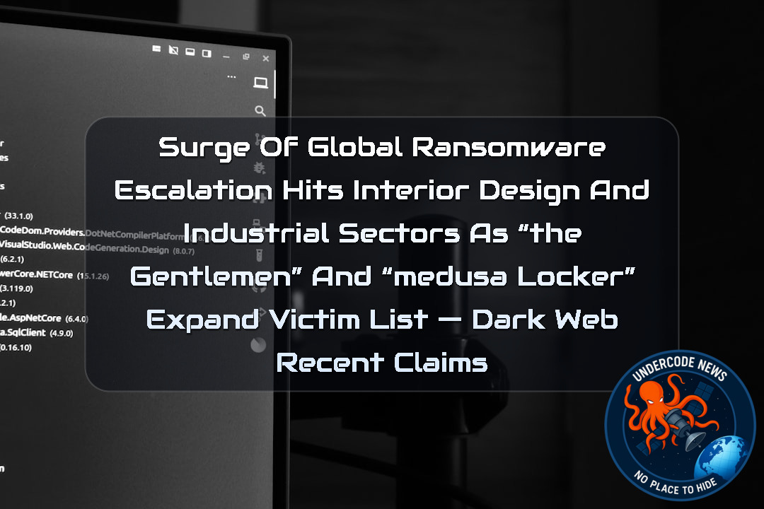 Surge of Global Ransomware Escalation Hits Interior Design and Industrial Sectors as “TheGentlemen” and “MedusaLocker” Expand Victim List — Dark Web recent claims